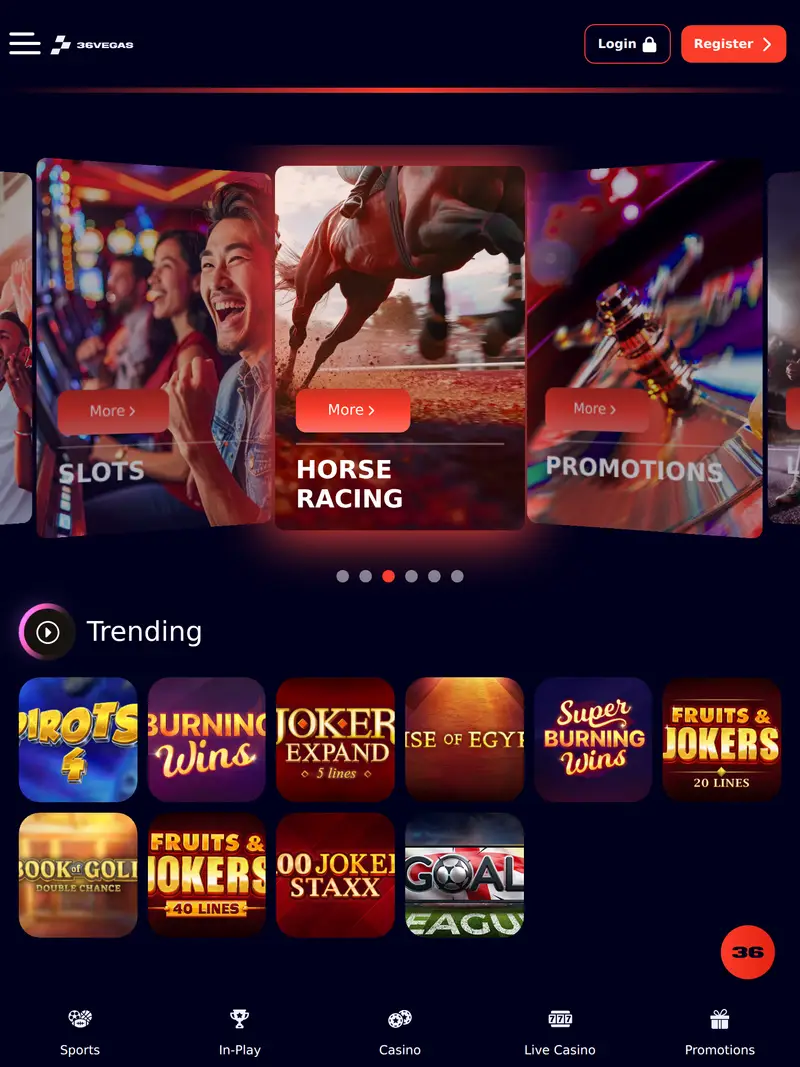 36 Vegas - homepage (tablet)