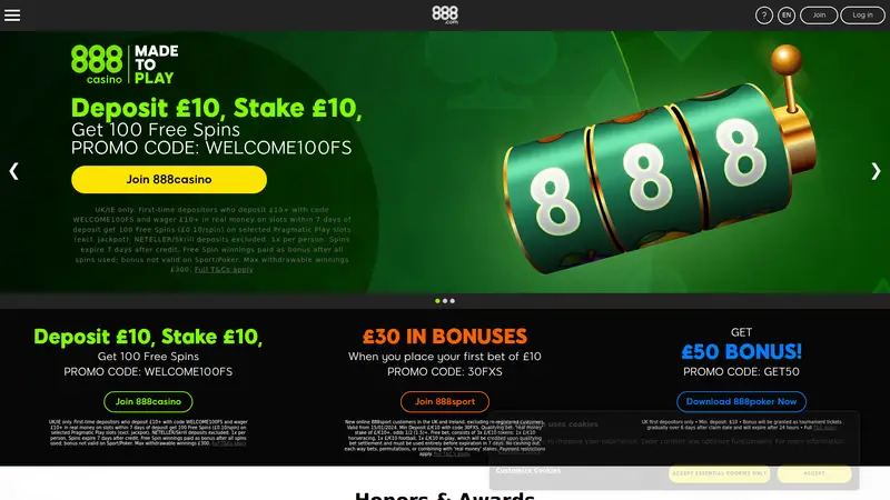 888 - homepage (desktop)