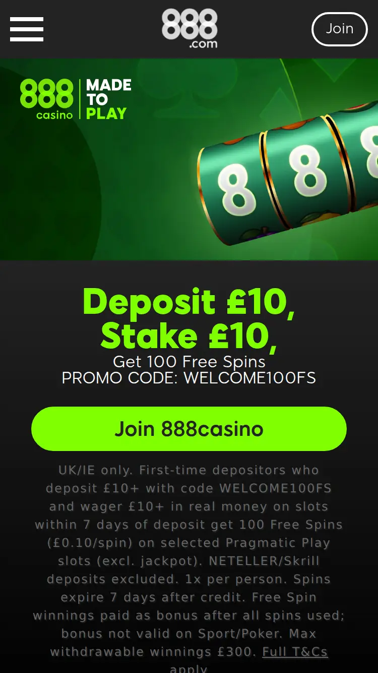 888 - homepage (mobile)