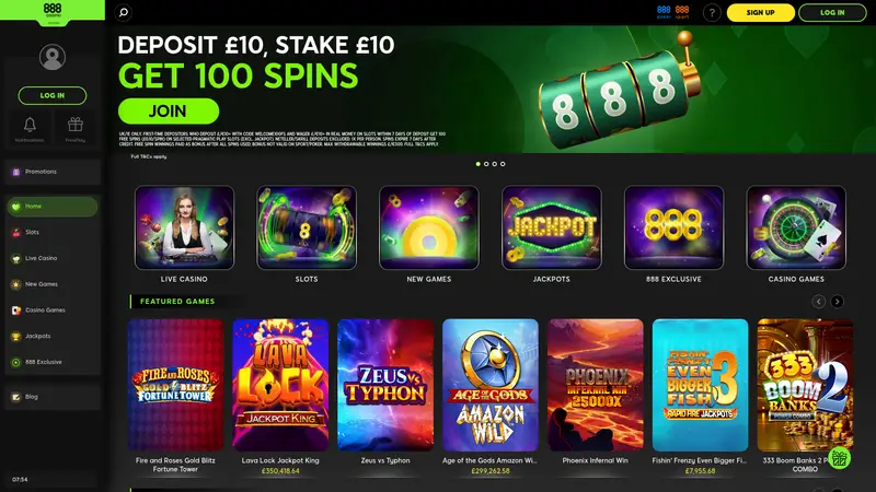 888 Casino - homepage (desktop)
