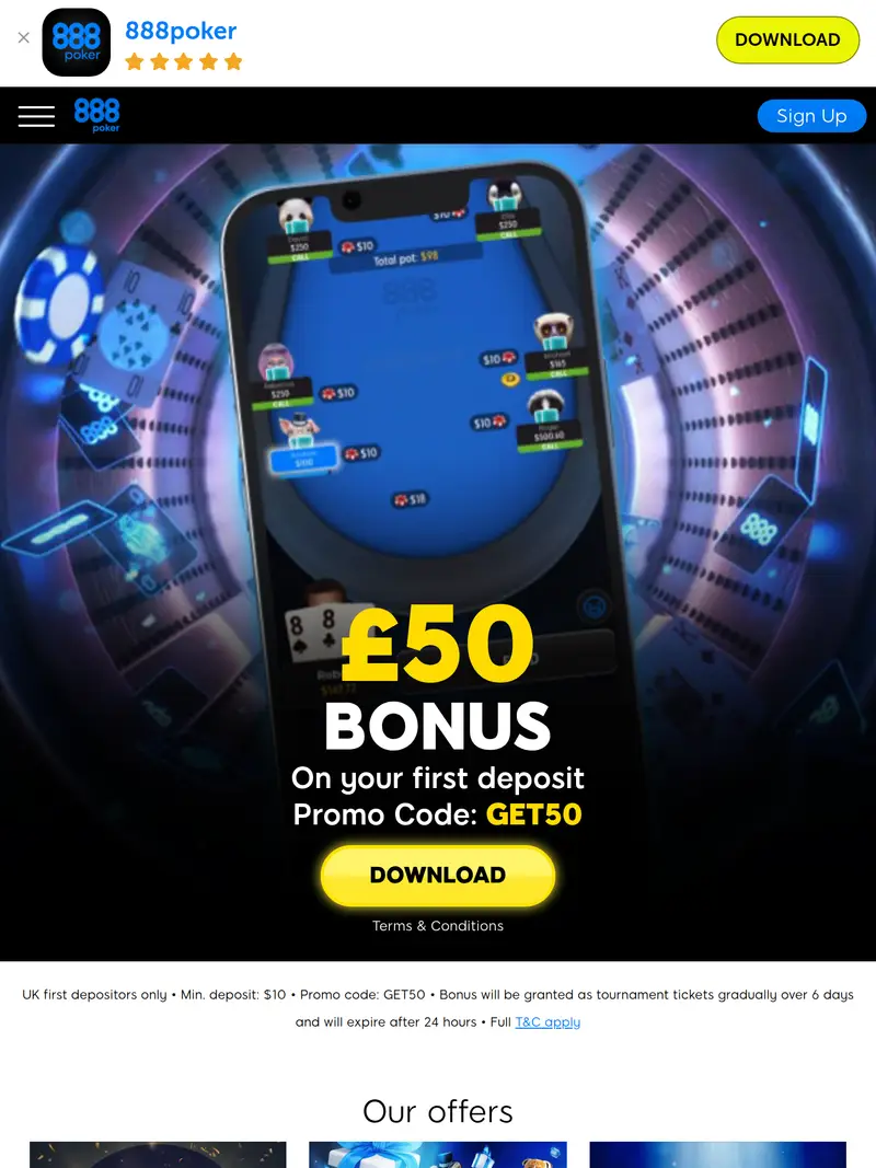 888 Poker - homepage (tablet)