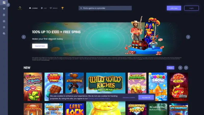 Aced Bet - homepage (desktop)