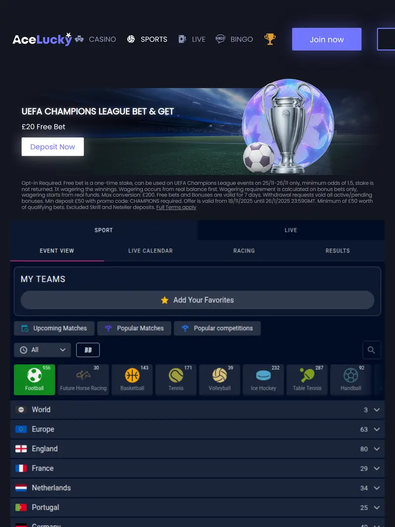 Ace Lucky - homepage (tablet)