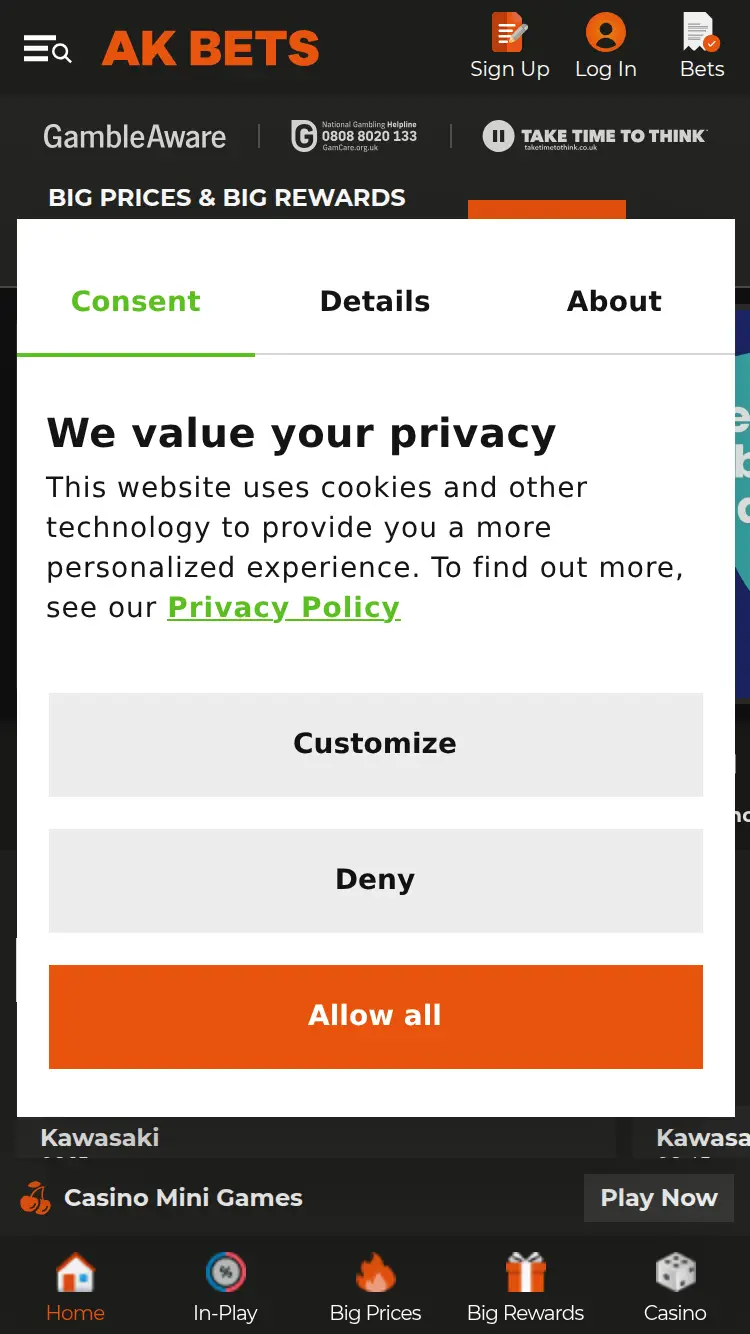 Akbets - homepage (mobile)