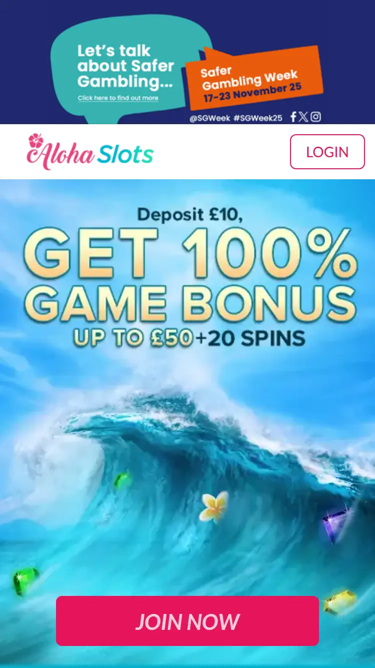 Aloha Slots - homepage (mobile)