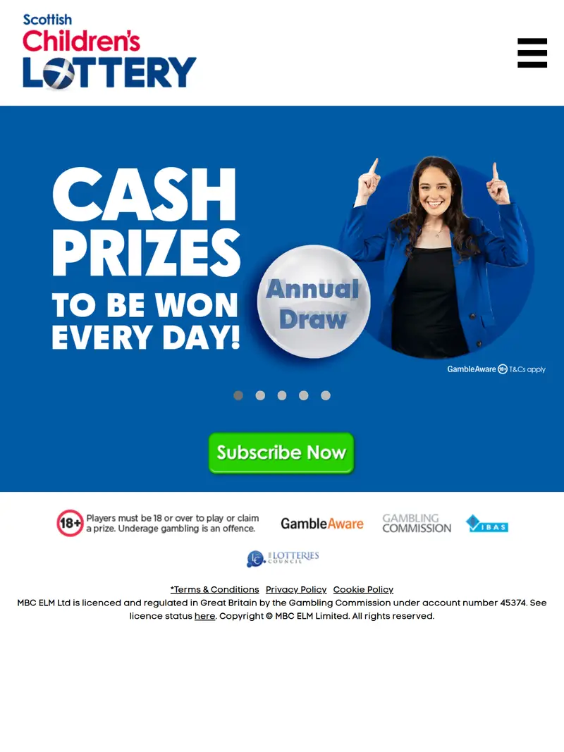 Always In Lottery - homepage (tablet)