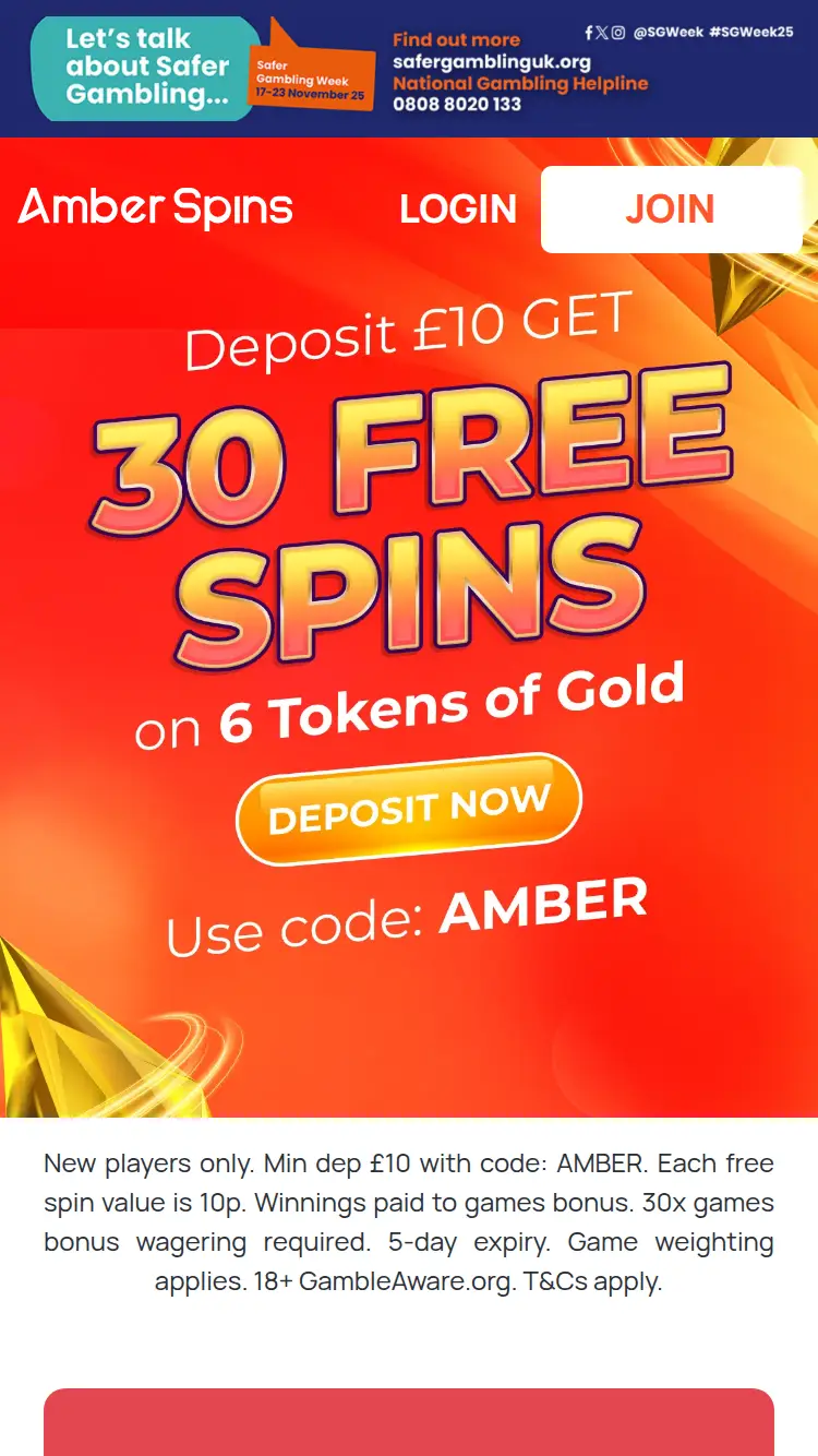 Amber Spins - homepage (mobile)