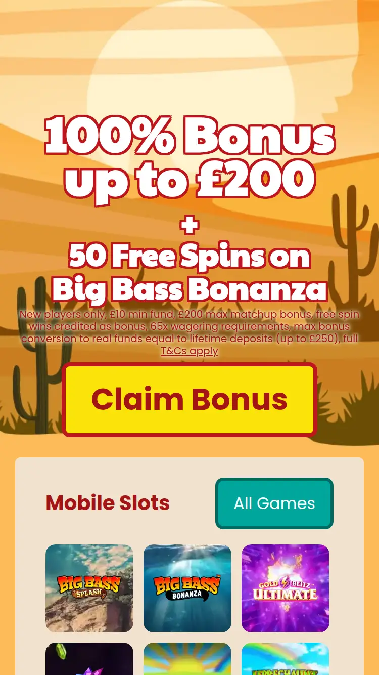 Amigo Slots - homepage (mobile)