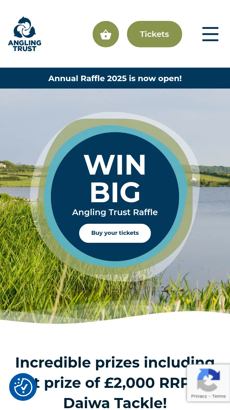Angling Raffle - homepage (mobile)