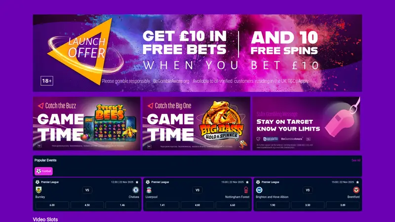Arrow Bet - homepage (desktop)