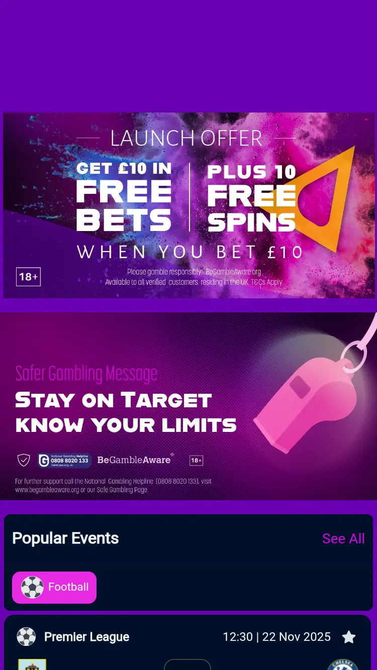 Arrow Bet - homepage (mobile)