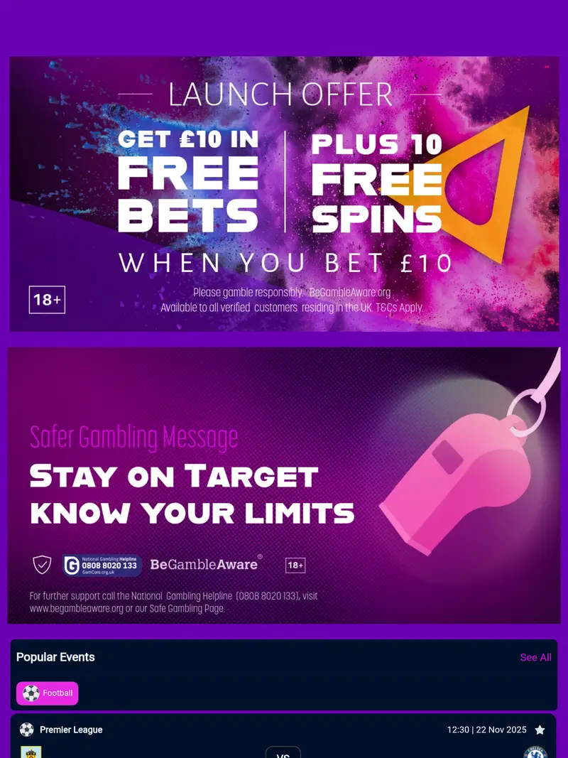 Arrow Bet - homepage (tablet)