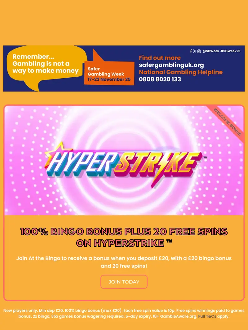 At the Bingo - homepage (tablet)