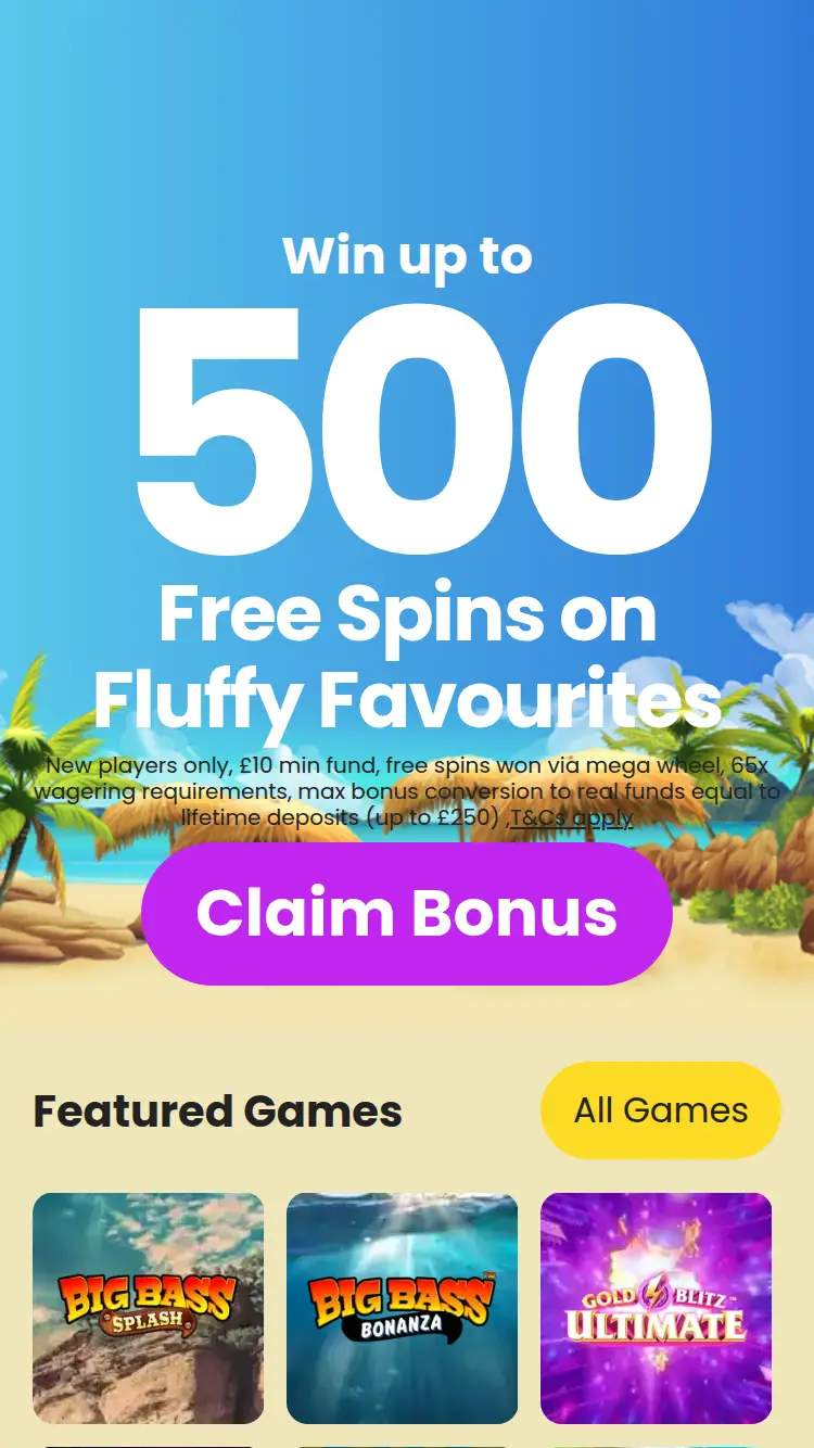 Balmy Bingo - homepage (mobile)