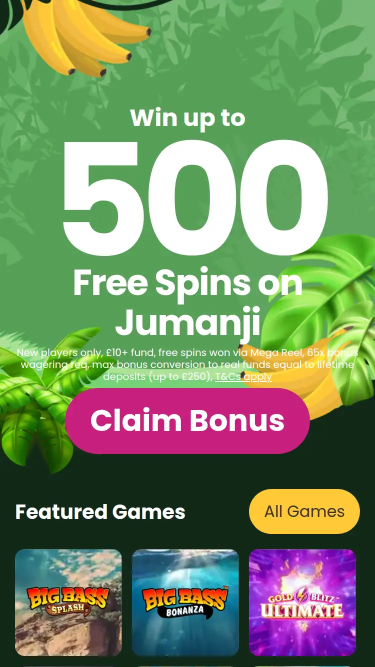 Banana Spins - homepage (mobile)