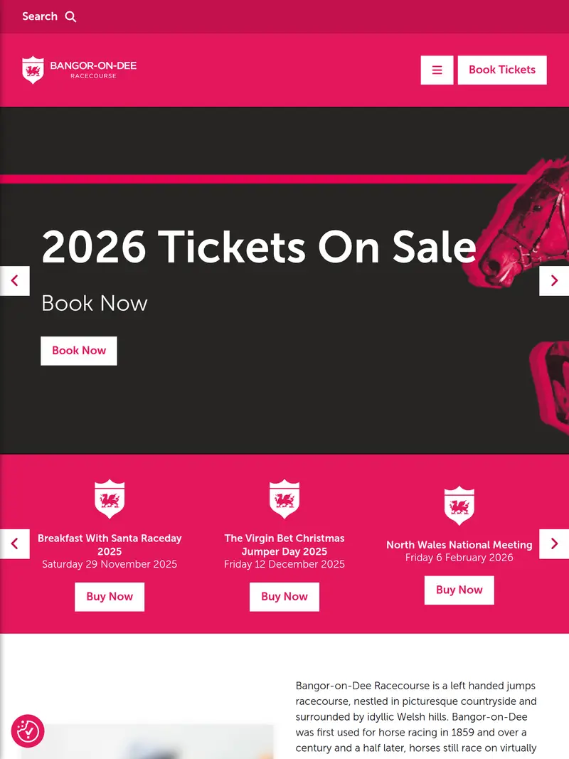 Bangor On Dee Races - homepage (tablet)