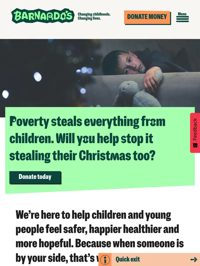 Barnardo's - homepage (tablet)