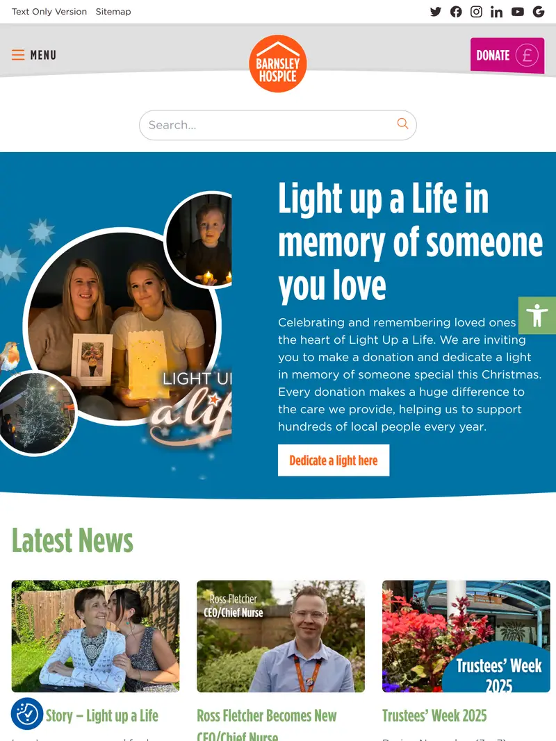 Barnsley Hospice - homepage (tablet)