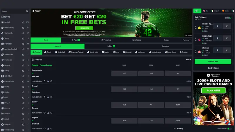 Bet 442 - homepage (desktop)