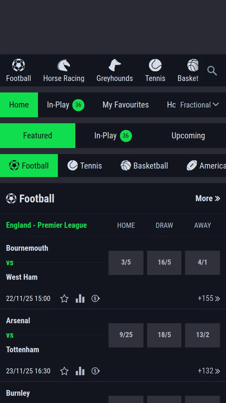 Bet 442 - homepage (mobile)