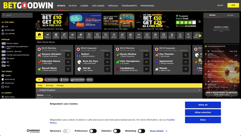 Bet Good Win - homepage (desktop)