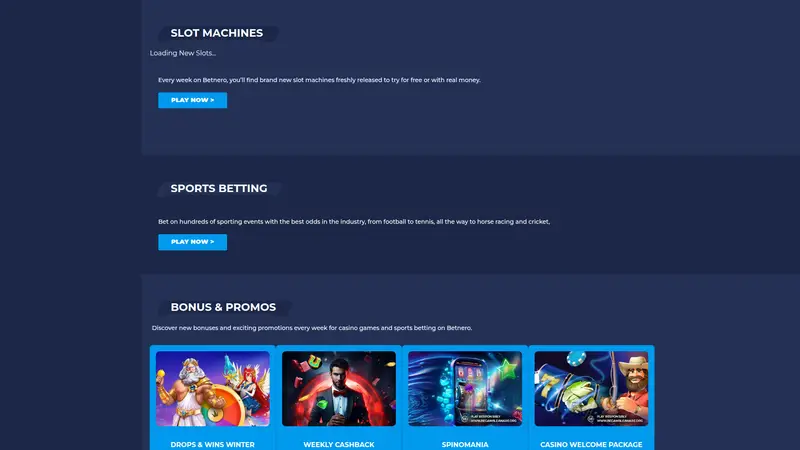 Betnero - homepage (desktop)