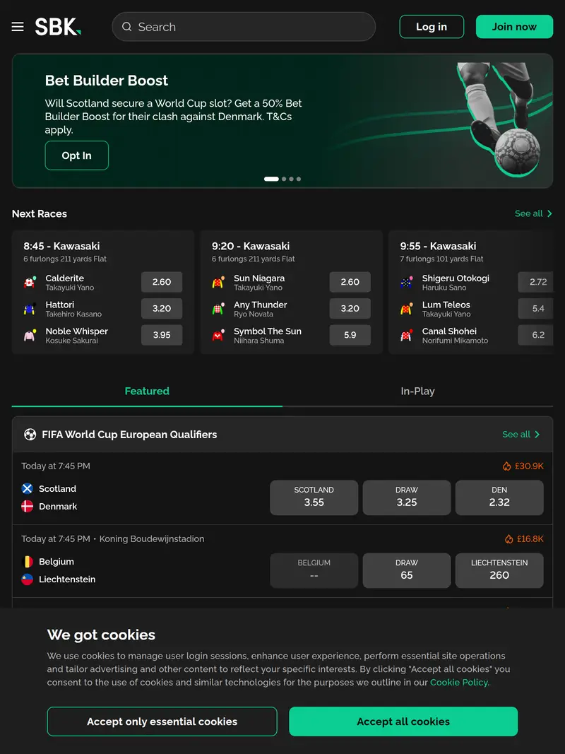 Bets BK - homepage (tablet)