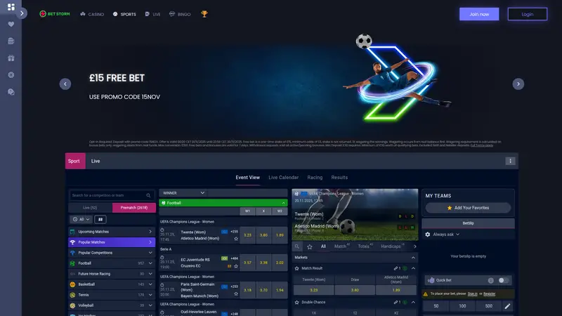 Betstorm - homepage (desktop)