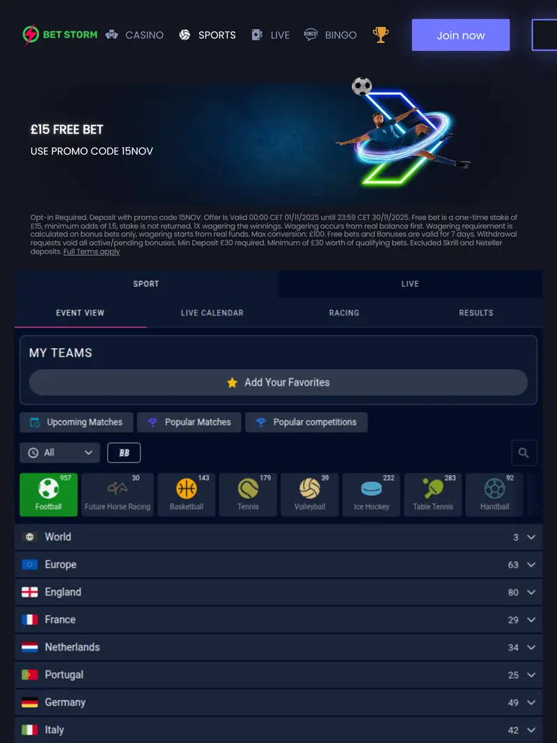 Betstorm - homepage (tablet)