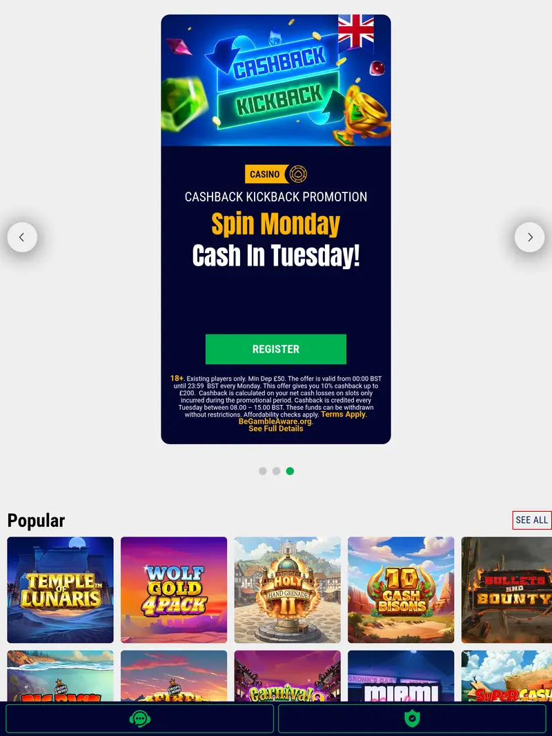 Bet Target - homepage (tablet)