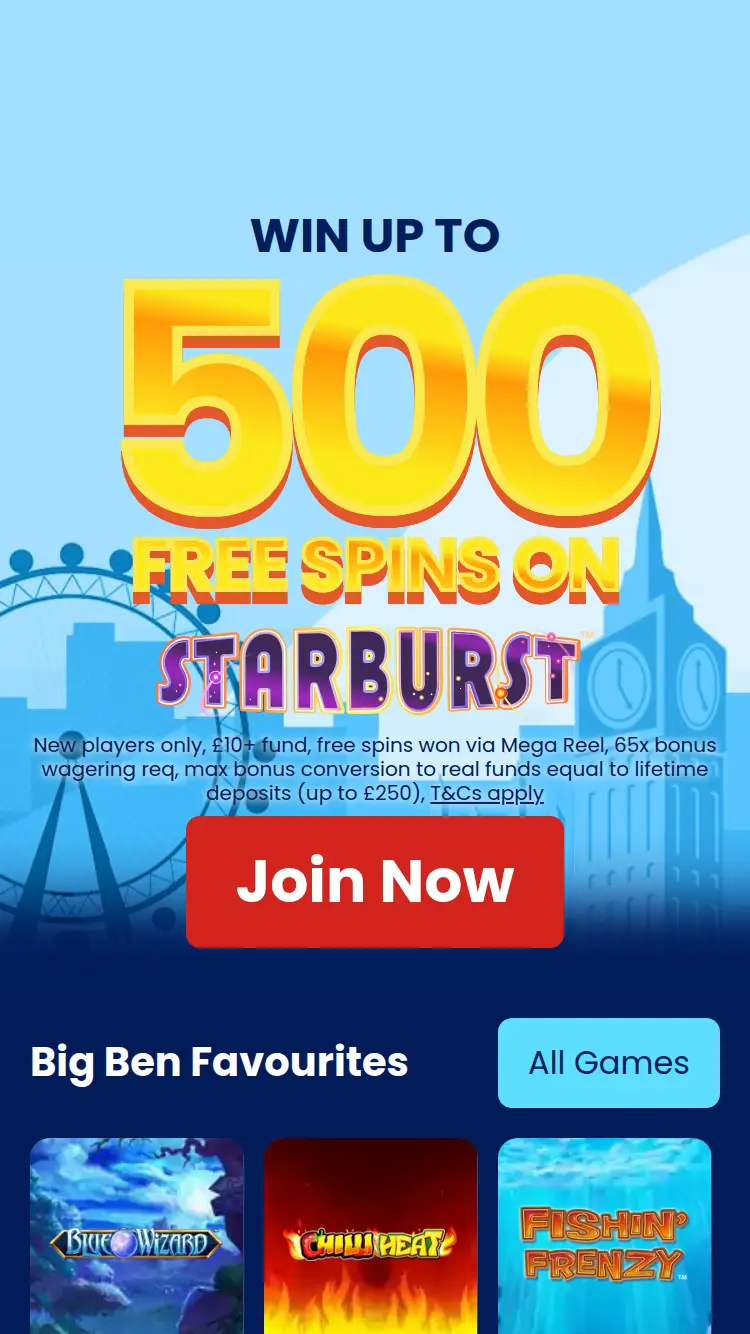 Big Ben Slots - homepage (mobile)