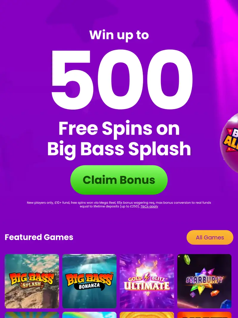 Bingo Allstars - homepage (tablet)