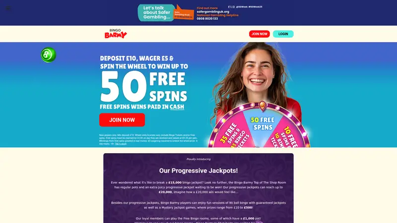 Bingo Barmy - homepage (desktop)