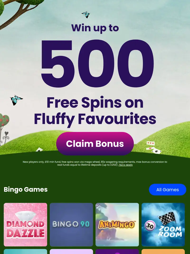 Bingo Crazy - homepage (tablet)