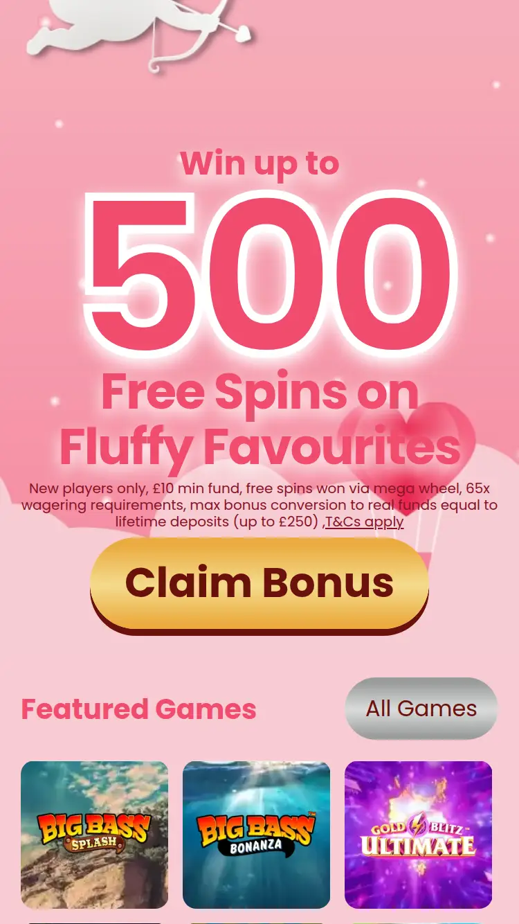 Bingo Fling - homepage (mobile)