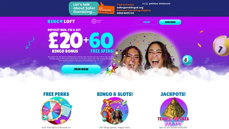 Bingo Loft - homepage (desktop)