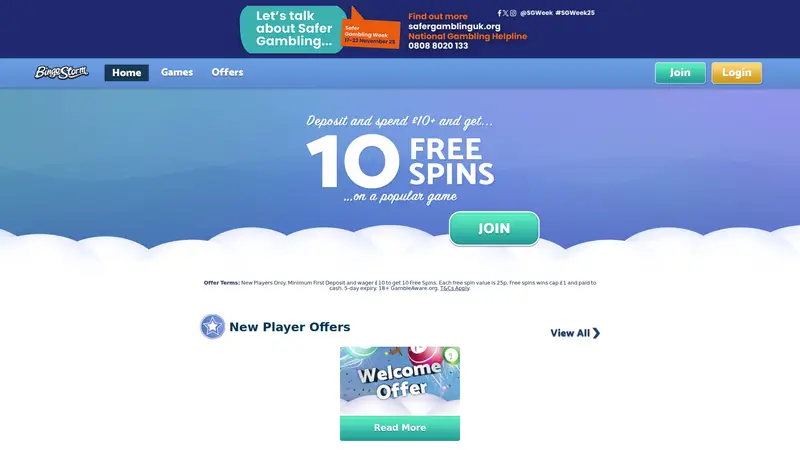 Bingo Storm - homepage (desktop)