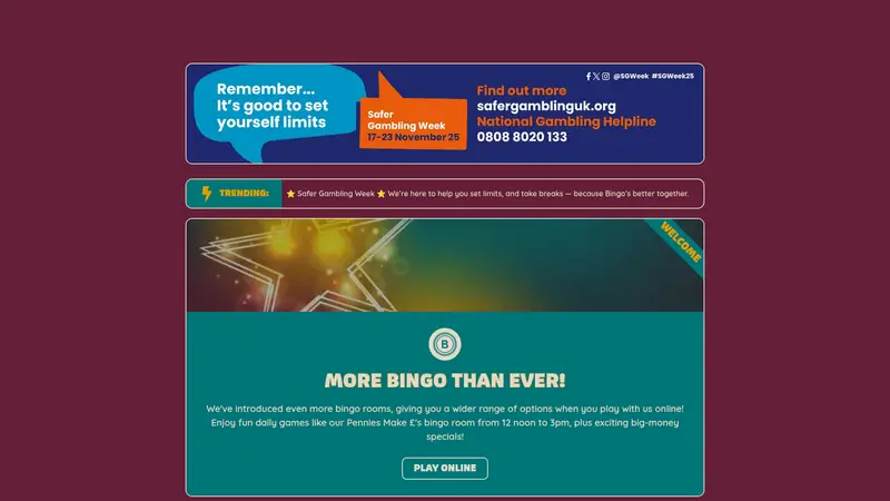 Bjs Bingo - homepage (desktop)