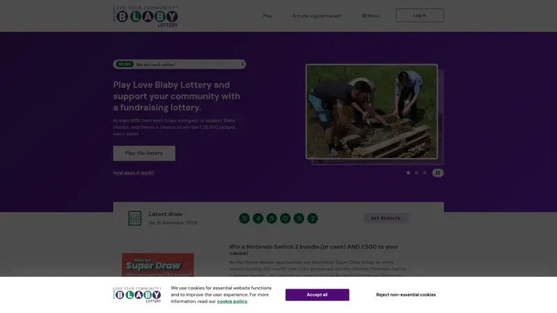 Blaby Lottery - homepage (desktop)