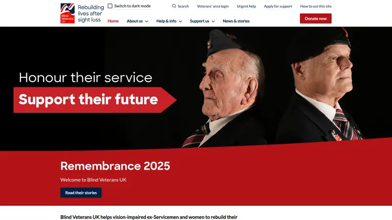 Blind Veterans UK - homepage (desktop)