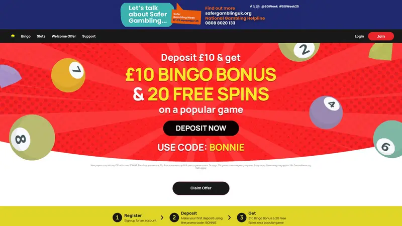 Bonnie Bingo - homepage (desktop)