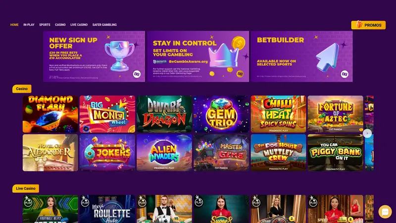 Brother Bets - homepage (desktop)