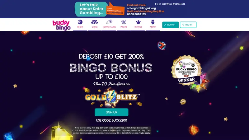 Bucky Bingo - homepage (desktop)