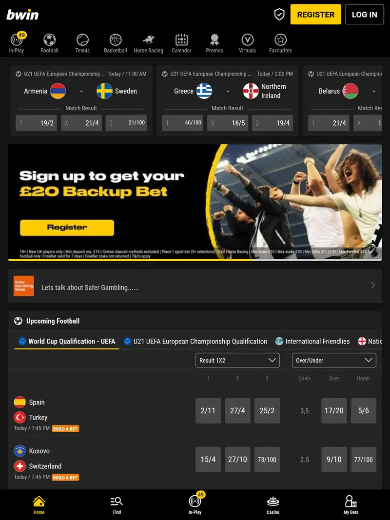 Bwin - homepage (tablet)