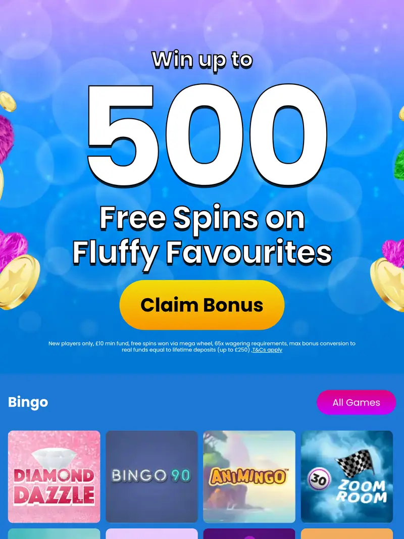 Carlton Bingo - homepage (tablet)