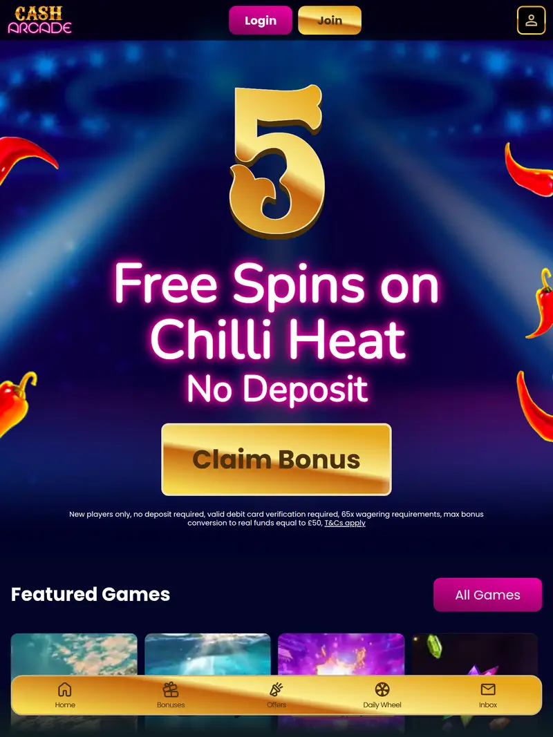 Cash Arcade - homepage (tablet)