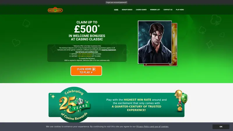 Casino Classic - homepage (desktop)