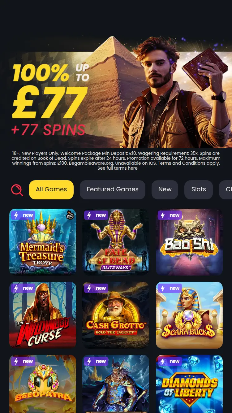 Casino Luck - homepage (mobile)