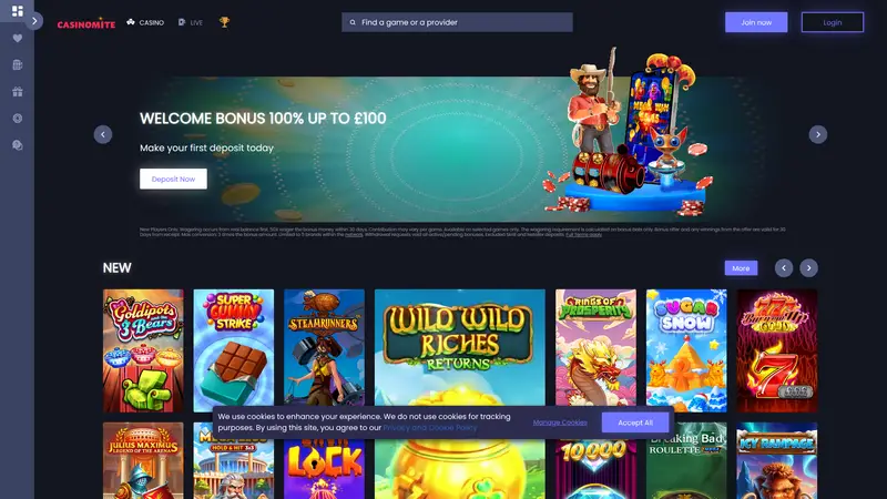 Casino Mite - homepage (desktop)