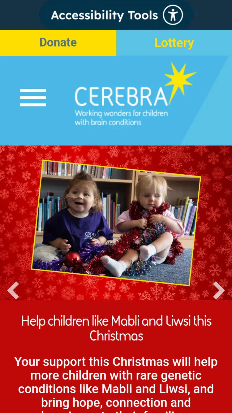 Cerebra - homepage (mobile)